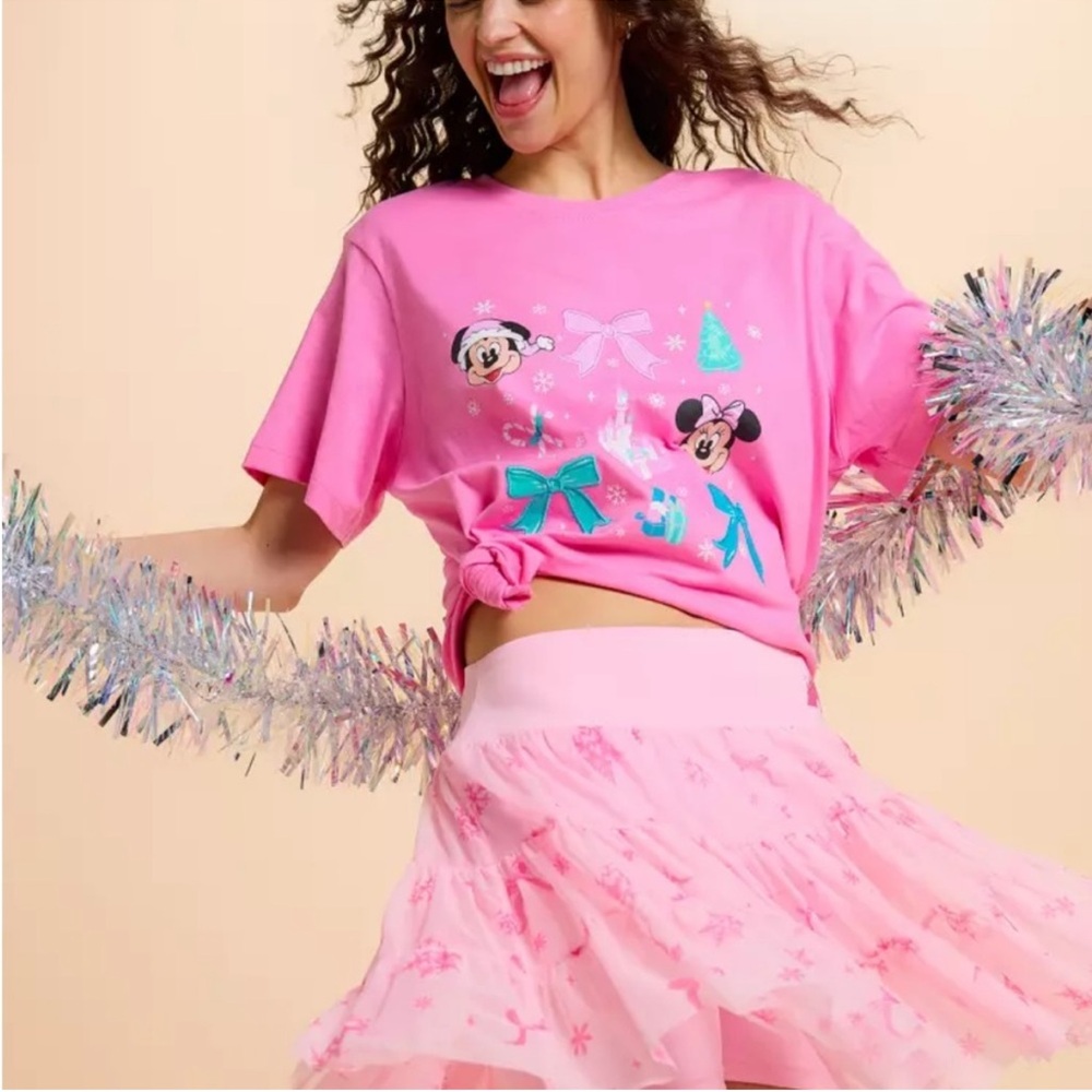 Disney Fantasyland Castle Holiday Mesh Skort Skirt Activewear tulle Pink XS NWT - Picture 6 of 13